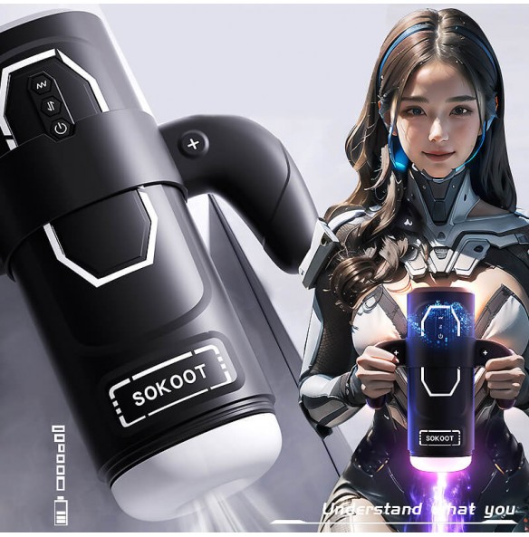 SOKOOT - Electric Handle Thrusting Moaning Interactive Intelligent Heating Masturbation Cup (Chargeable - Black) SOKOOT - Electric Handle Thrusting Moaning Interactive Intelligent Heating Masturbation Cup (Chargeable - Black)
